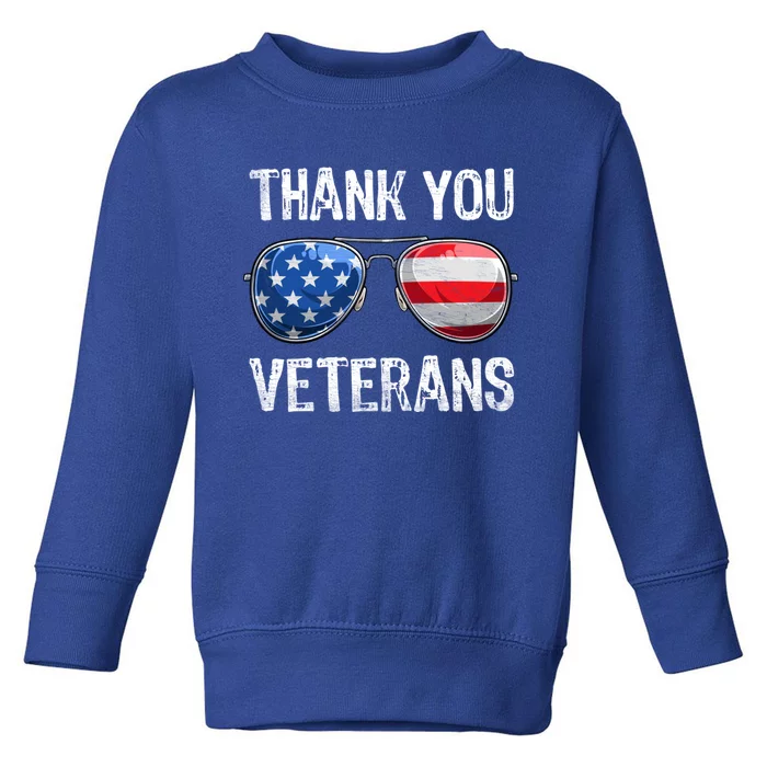 Patriotic America Sunglasses Thank You Veterans Day Gift Toddler Sweatshirt