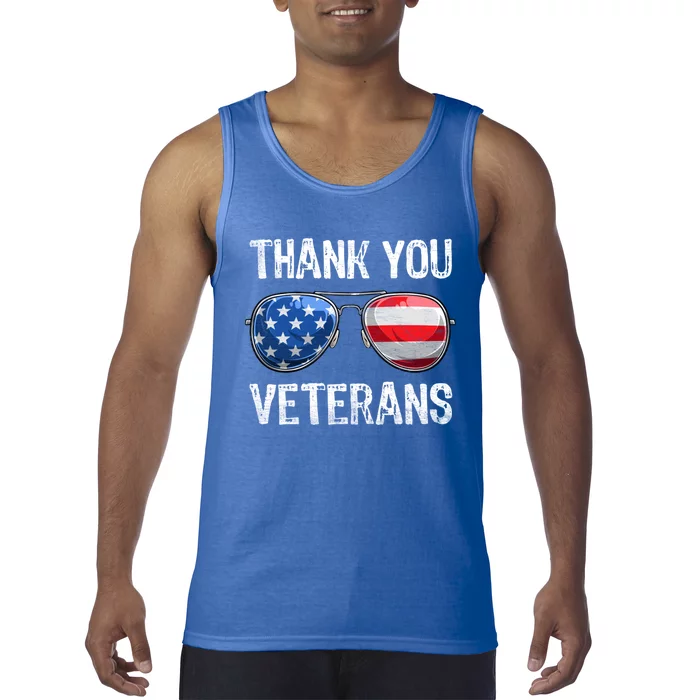 Patriotic America Sunglasses Thank You Veterans Day Gift Tank Top