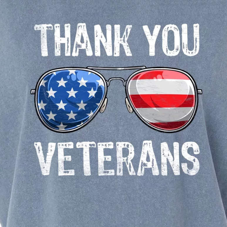 Patriotic America Sunglasses Thank You Veterans Day Gift Garment-Dyed Women's Muscle Tee