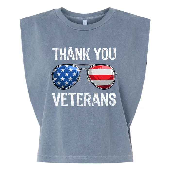 Patriotic America Sunglasses Thank You Veterans Day Gift Garment-Dyed Women's Muscle Tee