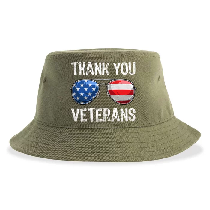 Patriotic America Sunglasses Thank You Veterans Day Gift Sustainable Bucket Hat