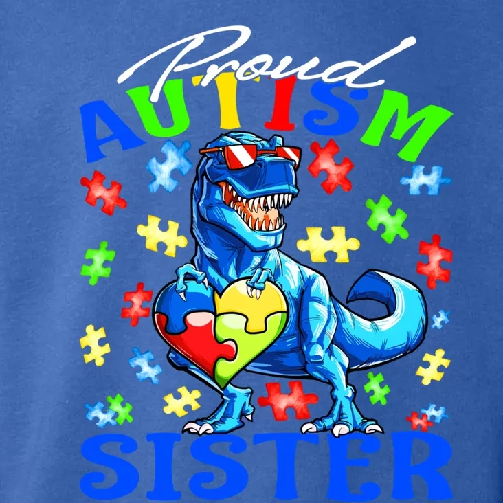 Proud Autism Sister Dinosaur Autism Awareness Gift Toddler Hoodie