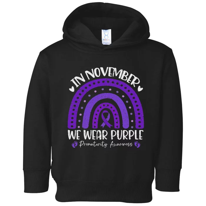 Prematurity Awareness Support In November We Wear Purple Toddler Hoodie