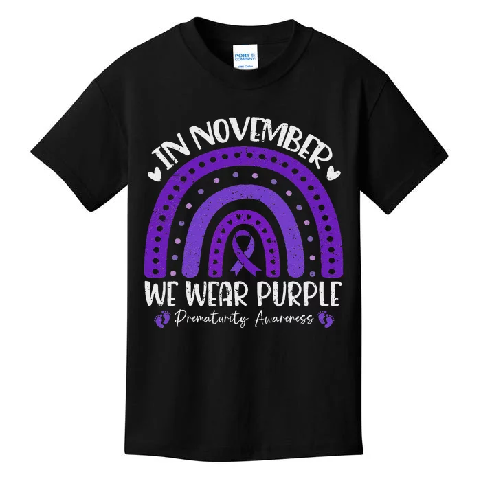 Prematurity Awareness Support In November We Wear Purple Kids T-Shirt