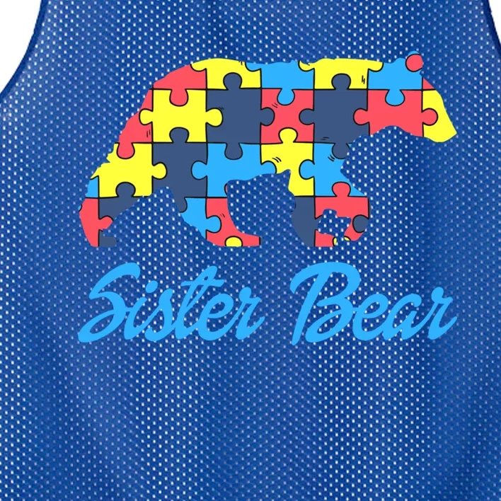 Proud Autism Sister Awareness Support Cute Gift Mesh Reversible Basketball Jersey Tank