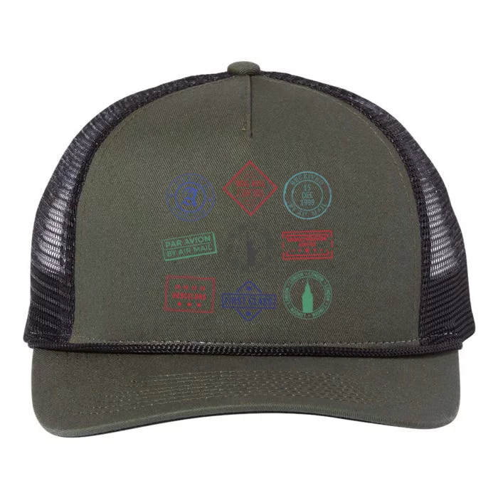 Passport Stamps Travel Retro Rope Trucker Hat Cap