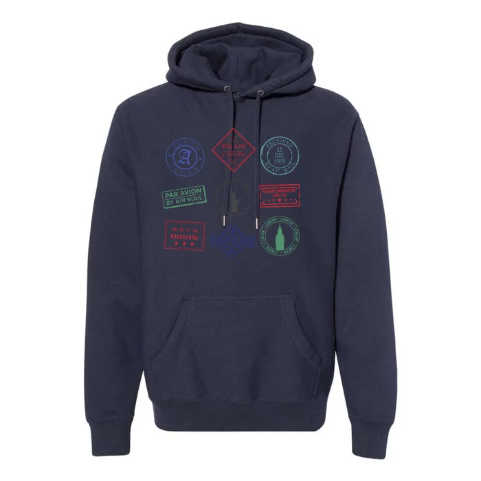 Passport Stamps Travel Premium Hoodie