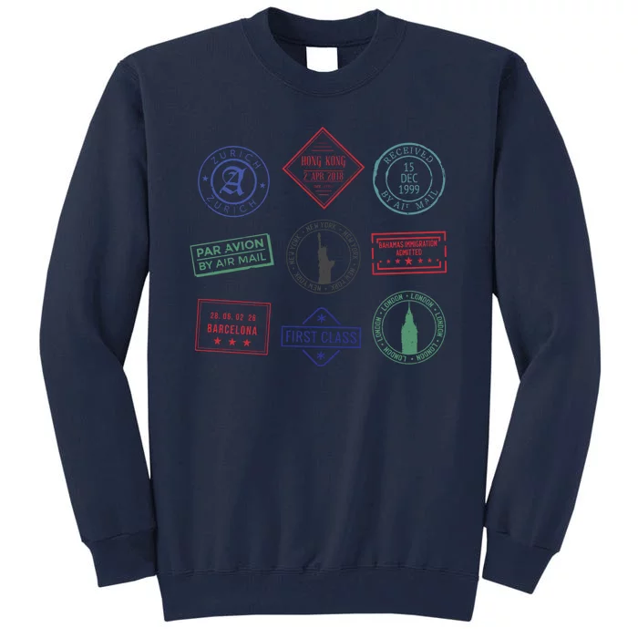 Passport Stamps Travel Tall Sweatshirt