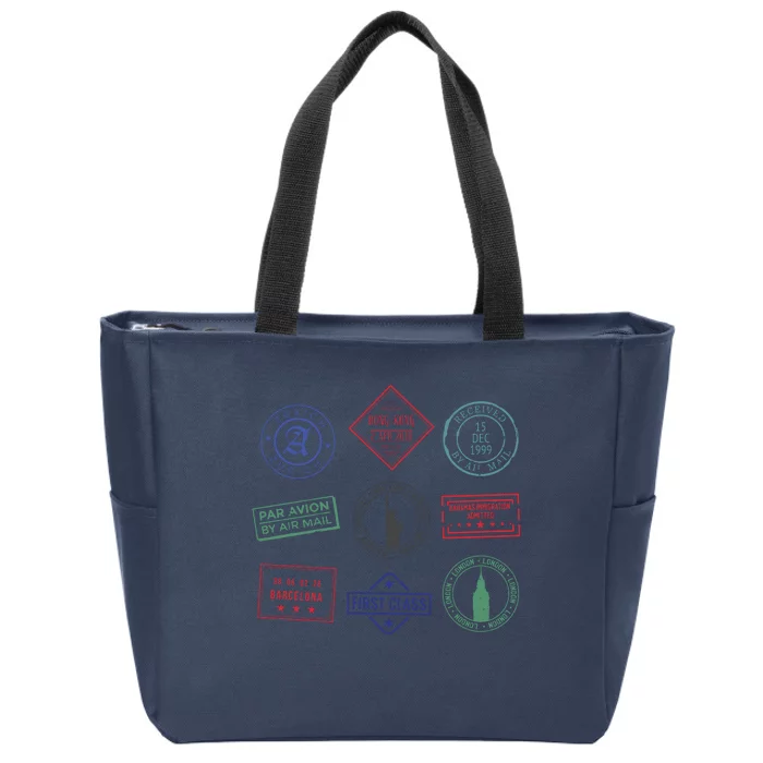 Passport Stamps Travel Zip Tote Bag