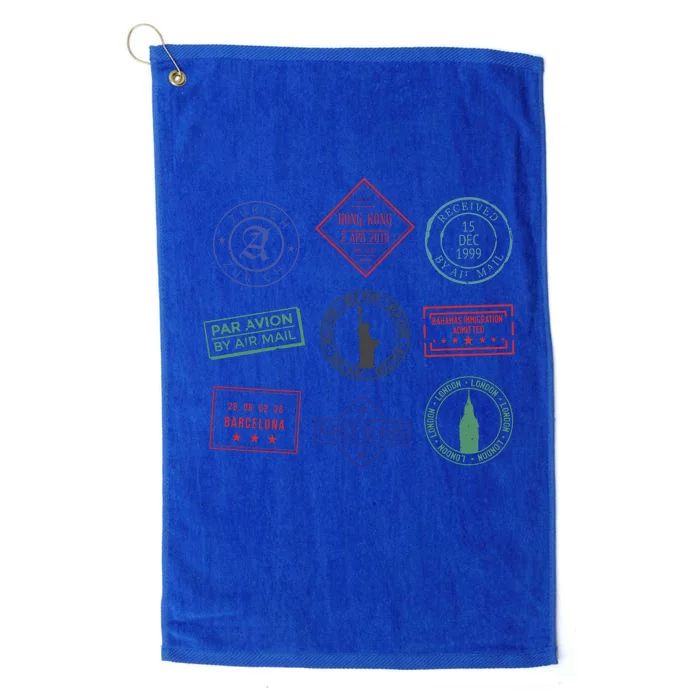 Passport Stamps Travel Platinum Collection Golf Towel