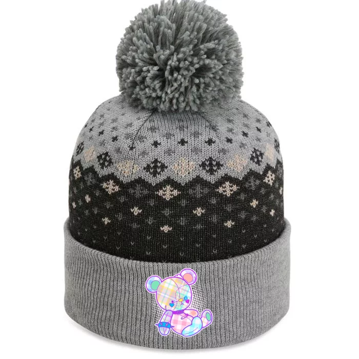 Pastel Kawaii Cute Goth Punk Teddy Bear The Baniff Cuffed Pom Beanie