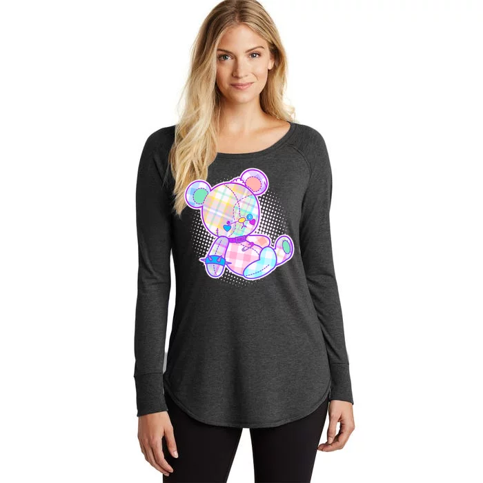 Pastel Kawaii Cute Goth Punk Teddy Bear Women's Perfect Tri Tunic Long Sleeve Shirt