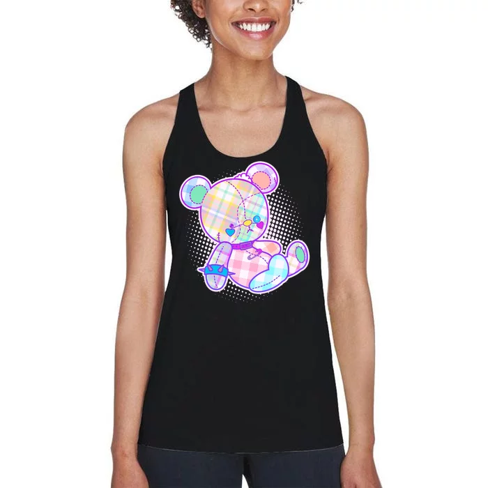 Pastel Kawaii Cute Goth Punk Teddy Bear Women's Racerback Tank