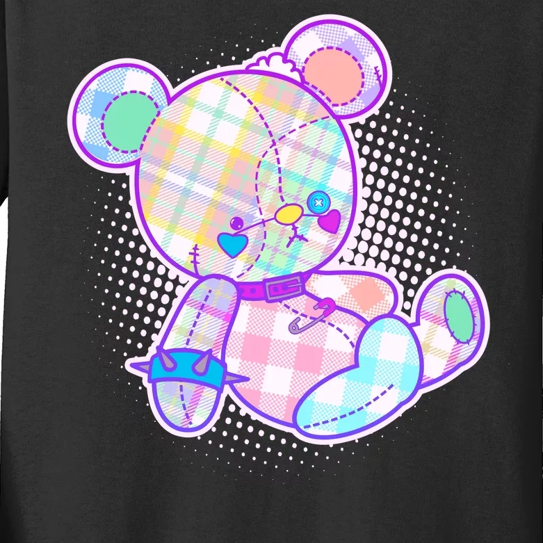 Pastel Kawaii Cute Goth Punk Teddy Bear Kids Long Sleeve Shirt