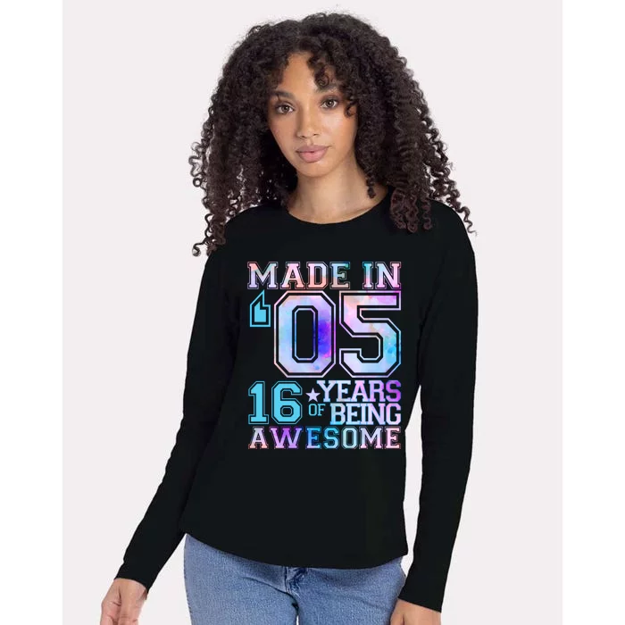 Pastel Made In '05 2005 16 Years of Being Awesome Birthday Womens Cotton Relaxed Long Sleeve T-Shirt