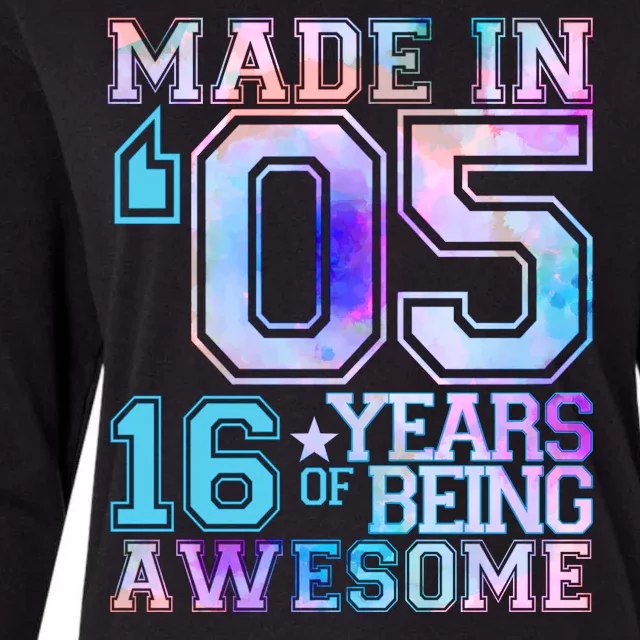 Pastel Made In '05 2005 16 Years of Being Awesome Birthday Womens Cotton Relaxed Long Sleeve T-Shirt