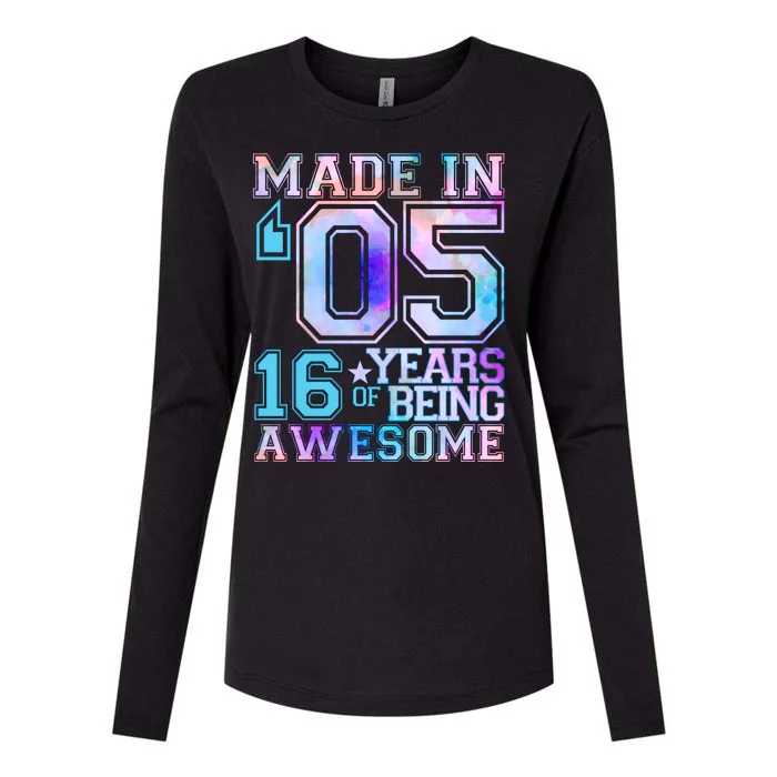 Pastel Made In '05 2005 16 Years of Being Awesome Birthday Womens Cotton Relaxed Long Sleeve T-Shirt