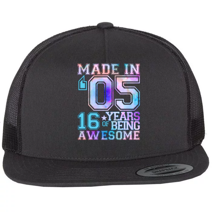 Pastel Made In '05 2005 16 Years of Being Awesome Birthday Flat Bill Trucker Hat