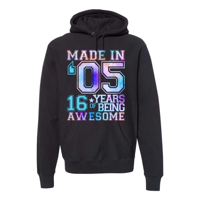 Pastel Made In '05 2005 16 Years of Being Awesome Birthday Premium Hoodie