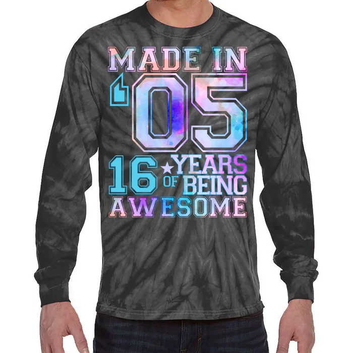 Pastel Made In '05 2005 16 Years of Being Awesome Birthday Tie-Dye Long Sleeve Shirt