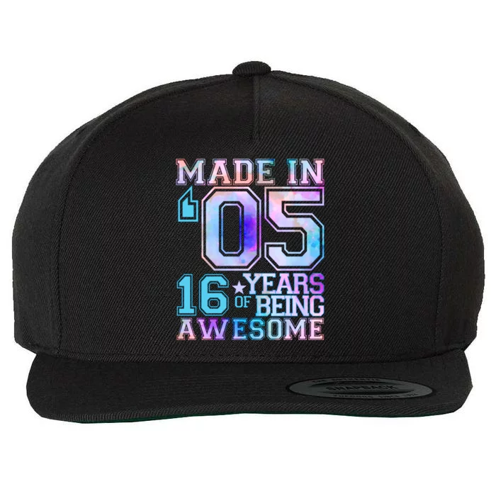 Pastel Made In '05 2005 16 Years of Being Awesome Birthday Wool Snapback Cap