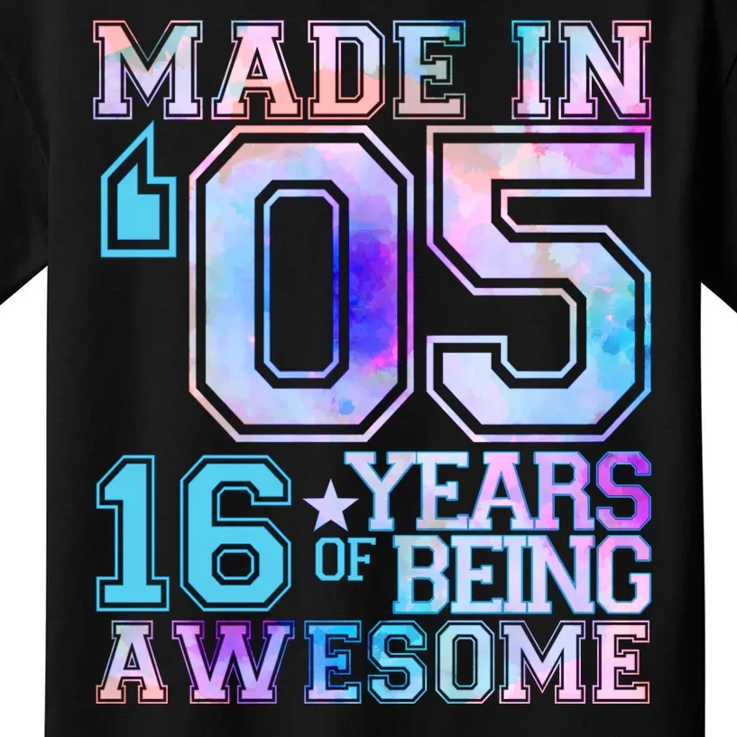 Pastel Made In '05 2005 16 Years of Being Awesome Birthday Kids T-Shirt