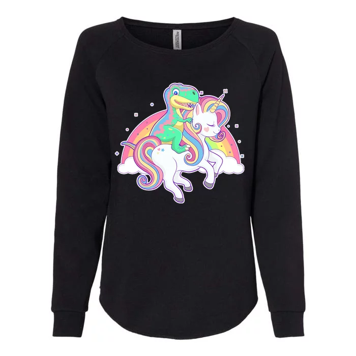 Pastel T-Rex Riding Magical Unicorn Funny Cute Womens California Wash Sweatshirt