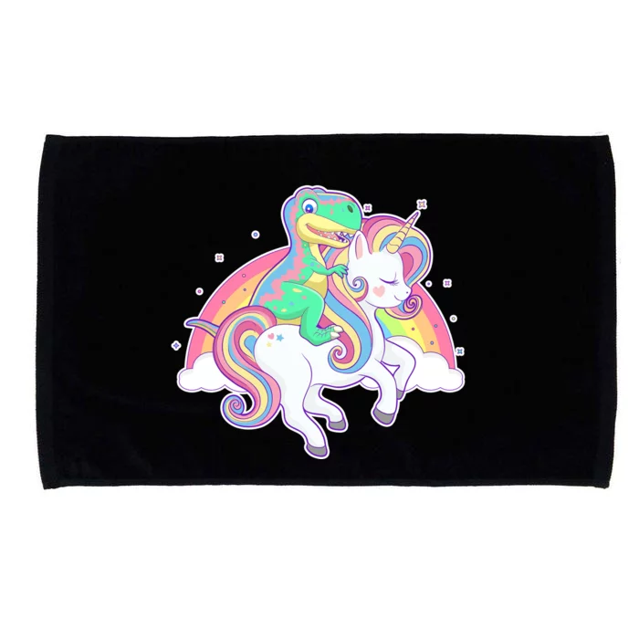 Pastel T-Rex Riding Magical Unicorn Funny Cute Microfiber Hand Towel