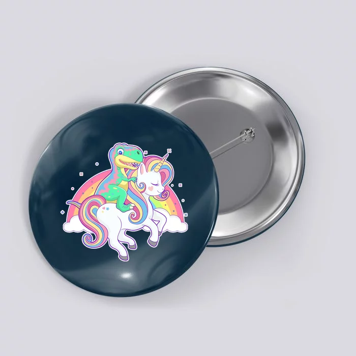 Pastel T-Rex Riding Magical Unicorn Funny Cute Button