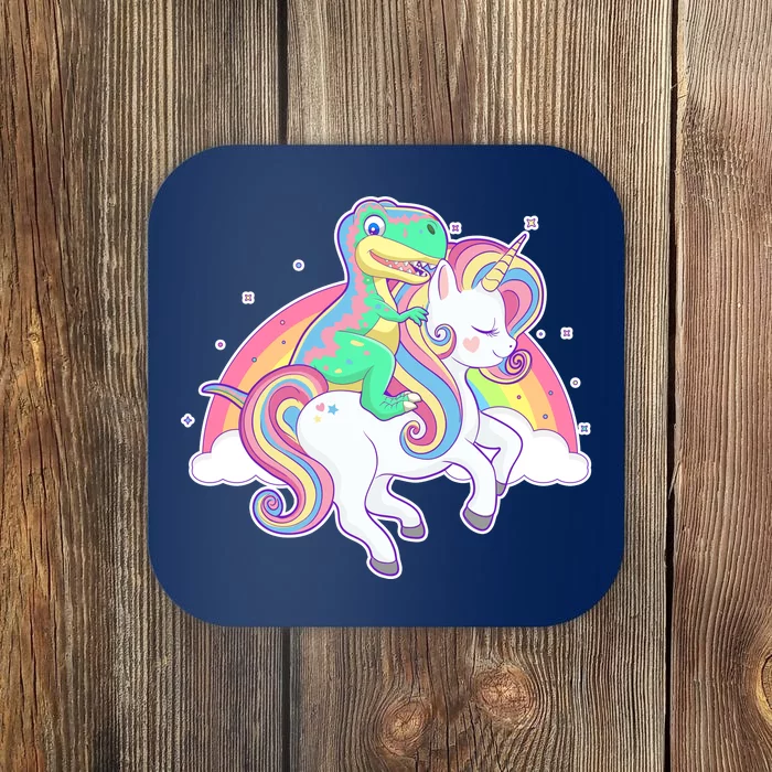 Pastel T-Rex Riding Magical Unicorn Funny Cute Coaster