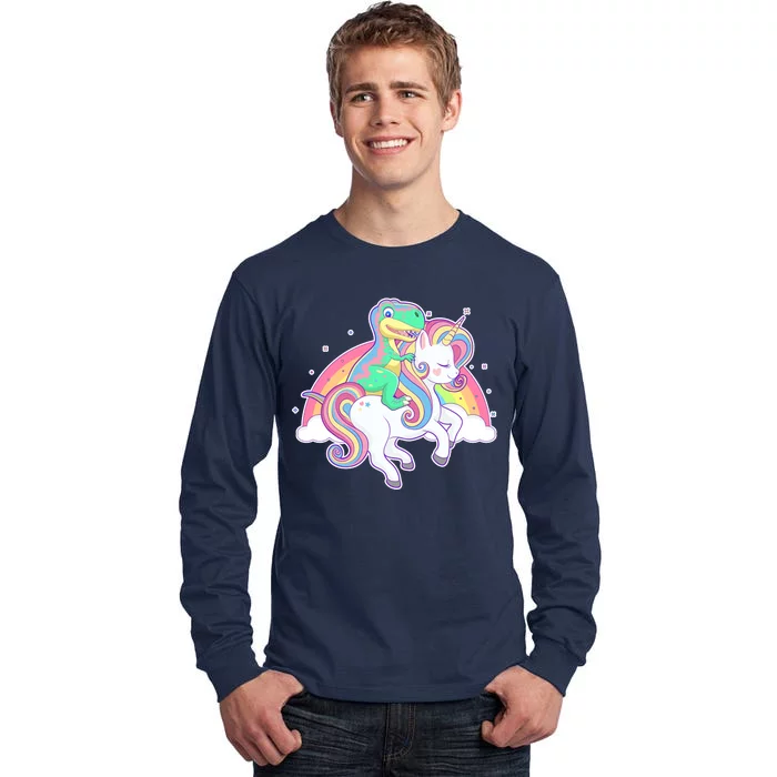 Pastel T-Rex Riding Magical Unicorn Funny Cute Tall Long Sleeve T-Shirt