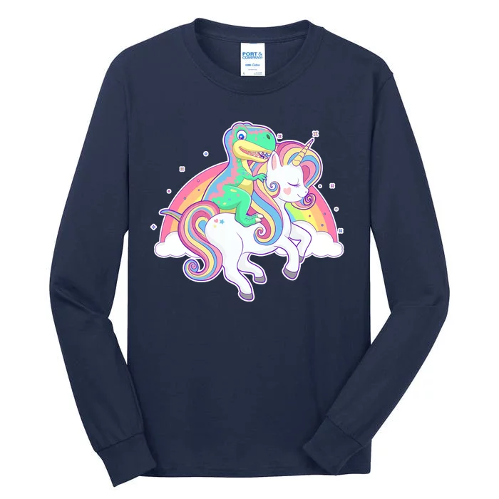 Pastel T-Rex Riding Magical Unicorn Funny Cute Tall Long Sleeve T-Shirt