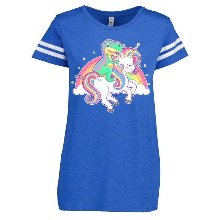 Pastel T-Rex Riding Magical Unicorn Funny Cute Enza Ladies Jersey Football T-Shirt