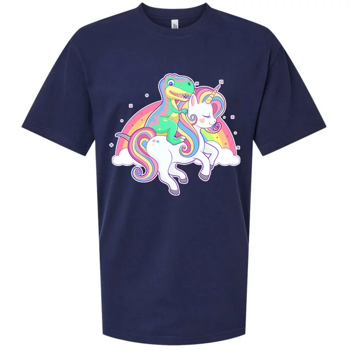 Pastel T-Rex Riding Magical Unicorn Funny Cute Sueded Cloud Jersey T-Shirt