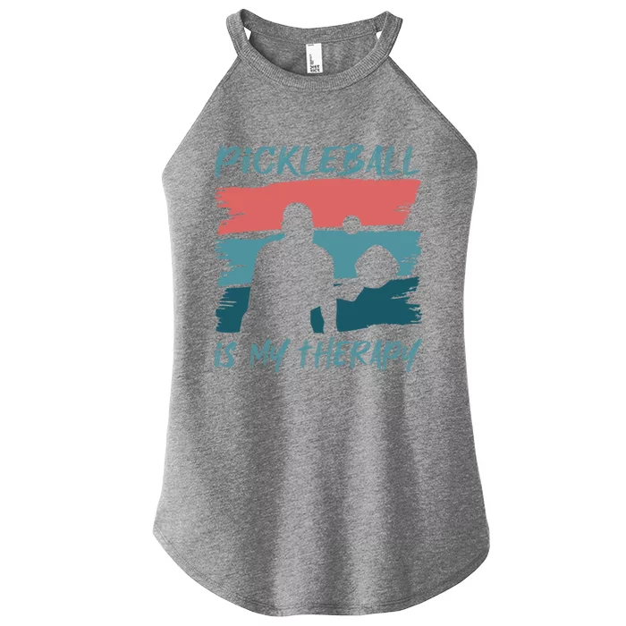 Pickleball As Therapy Funny Saying Hobby Sports Cool Gift Women’s Perfect Tri Rocker Tank