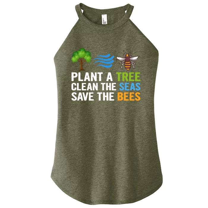 Plant A Tree Clean The Seas Save The Bees Earth Day Party Gift Women’s Perfect Tri Rocker Tank