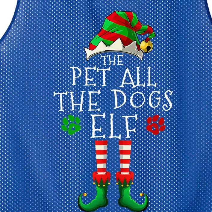 Pet All The Dogs Elf Matching Family Group Christmas Party Mesh Reversible Basketball Jersey Tank