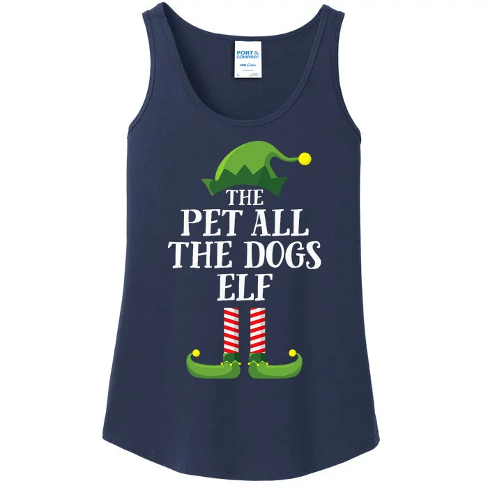 Pet All The Dogs Elf Matching Family Group Christmas Pajama Ladies Essential Tank