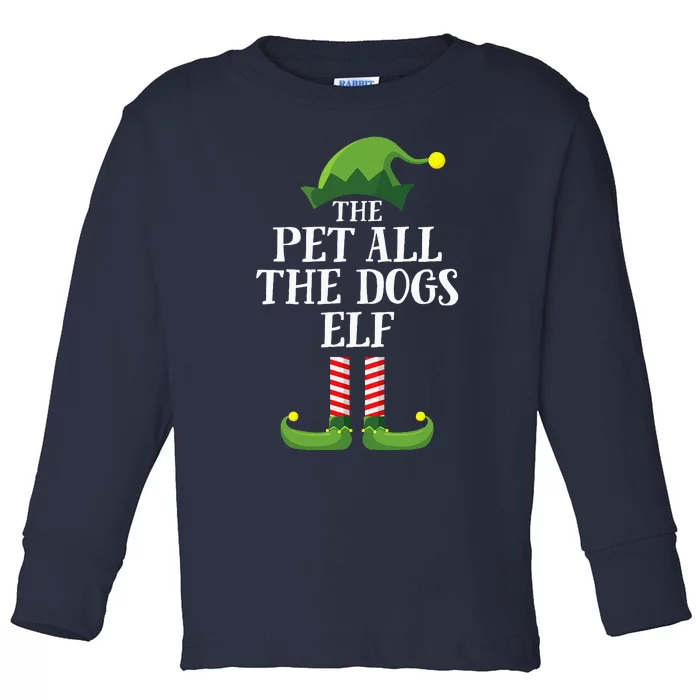 Pet All The Dogs Elf Matching Family Group Christmas Pajama Toddler Long Sleeve Shirt