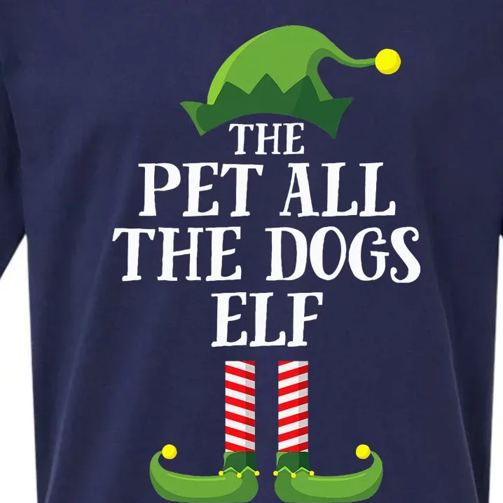 Pet All The Dogs Elf Matching Family Group Christmas Pajama Sueded Cloud Jersey T-Shirt