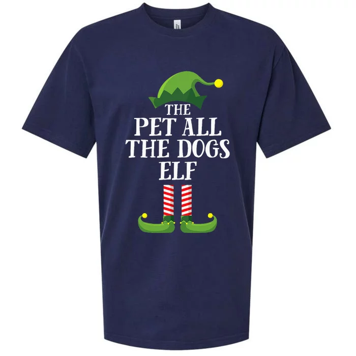 Pet All The Dogs Elf Matching Family Group Christmas Pajama Sueded Cloud Jersey T-Shirt