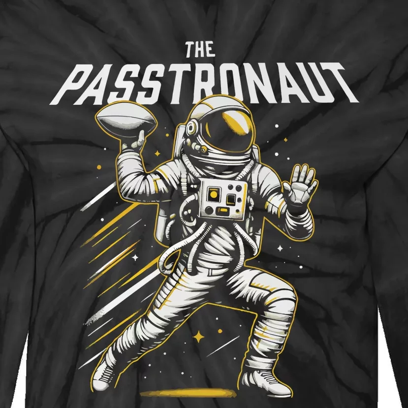 Passtronaut Astronaut Throwing A Football Tie-Dye Long Sleeve Shirt