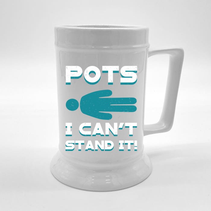 Pots Awareness Turquoise Ribbon Dysautonomia Neurologists Gift Front & Back Beer Stein