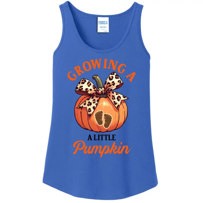 Pregnancy Announcement Thanksgiving Growing Little A Pumpkin Ladies Essential Tank