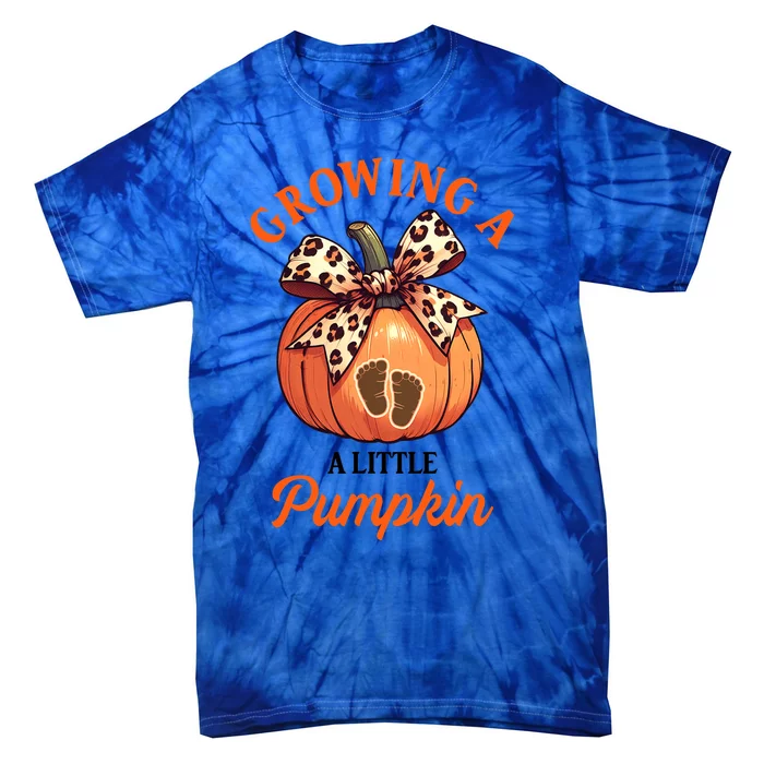 Pregnancy Announcement Thanksgiving Growing Little A Pumpkin Tie-Dye T-Shirt