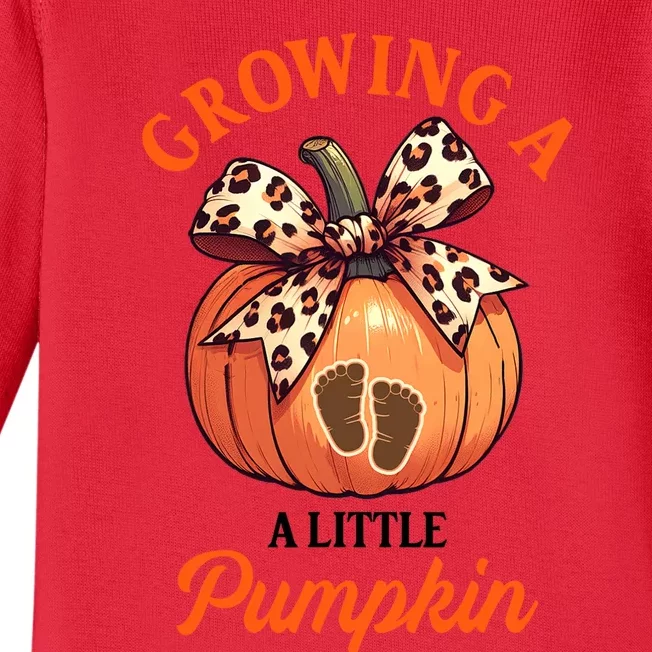 Pregnancy Announcement Thanksgiving Growing Little A Pumpkin Baby Long Sleeve Bodysuit