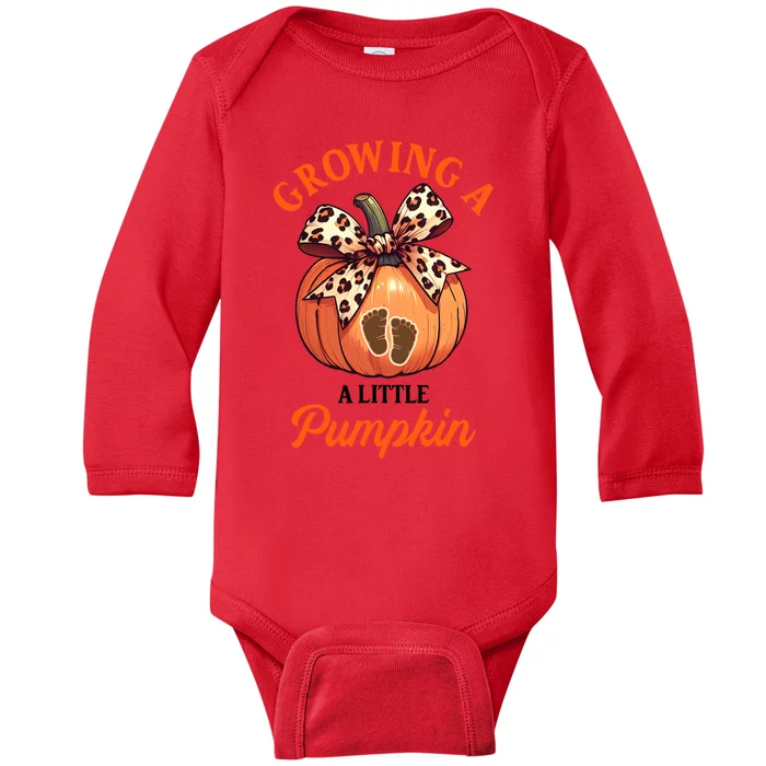 Pregnancy Announcement Thanksgiving Growing Little A Pumpkin Baby Long Sleeve Bodysuit