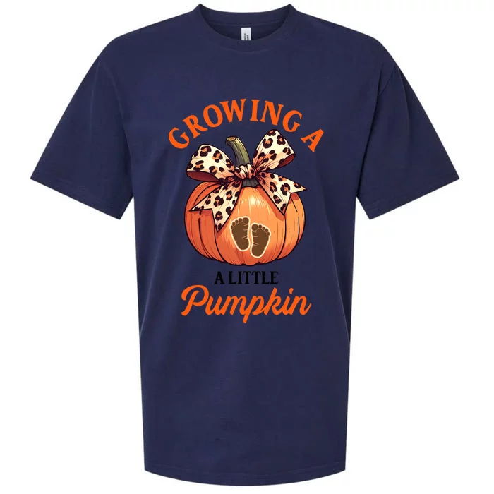 Pregnancy Announcement Thanksgiving Growing Little A Pumpkin Sueded Cloud Jersey T-Shirt