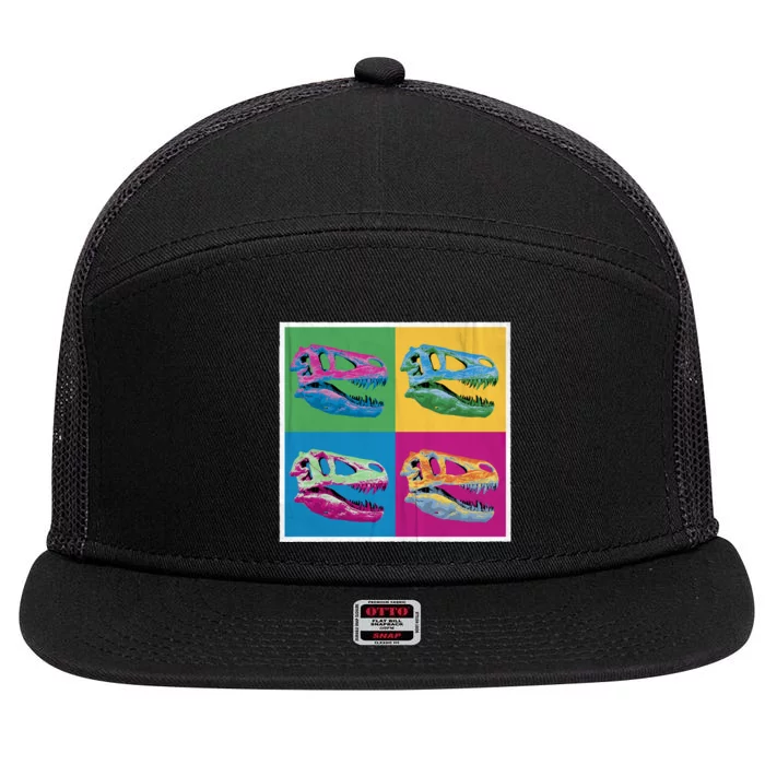 Pop Art TRex Skeleton Tyrannosaurus Rex 7 Panel Mesh Trucker Snapback Hat