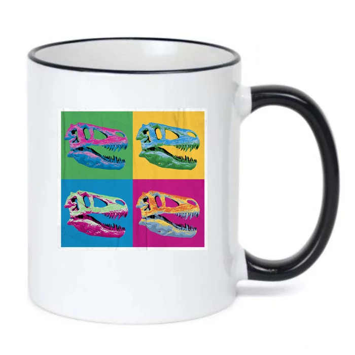 Pop Art TRex Skeleton Tyrannosaurus Rex Black Color Changing Mug